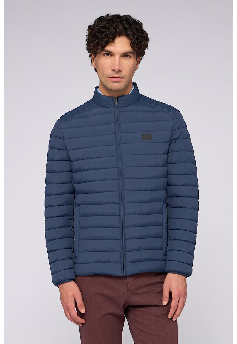 Trussardi Geaca matlasata cu buzunare cu fermoar - Albastru inchis