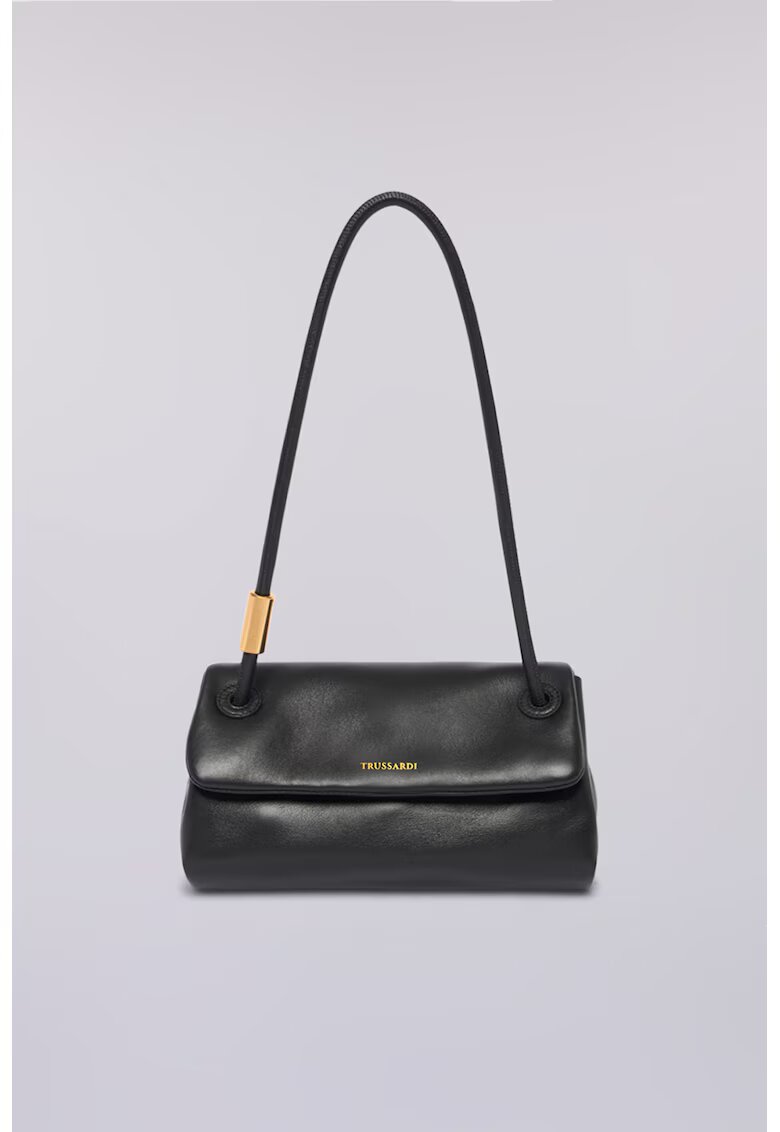 Trussardi Geanta din piele cu bareta de umar si detaliu logo - Negru