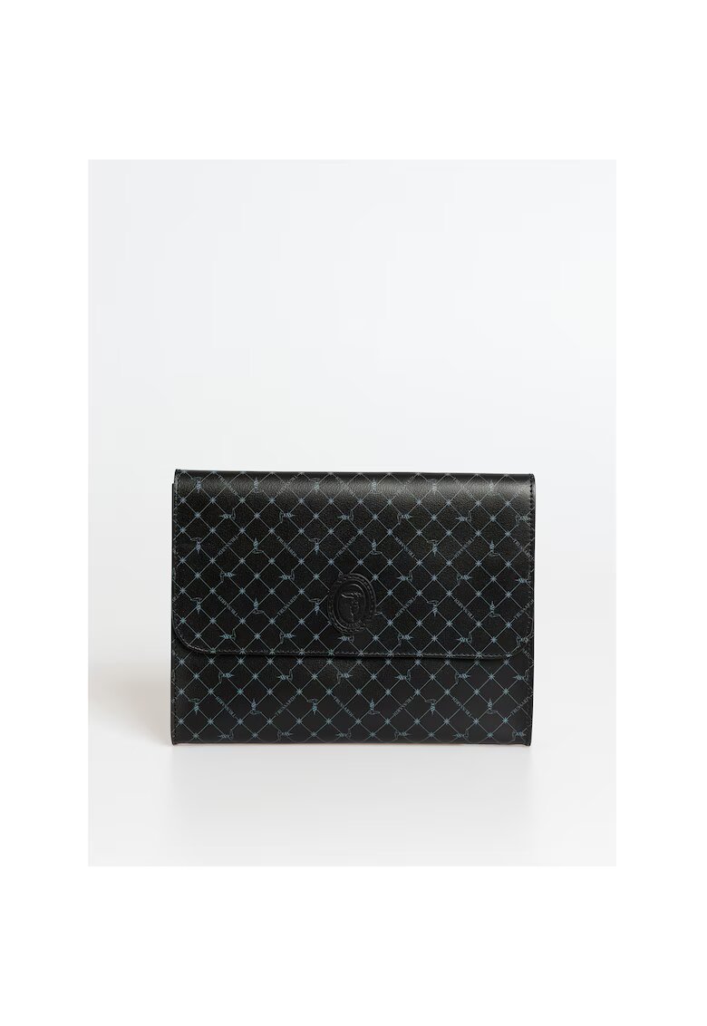 Trussardi Geanta plic de piele ecologica cu model - Negru