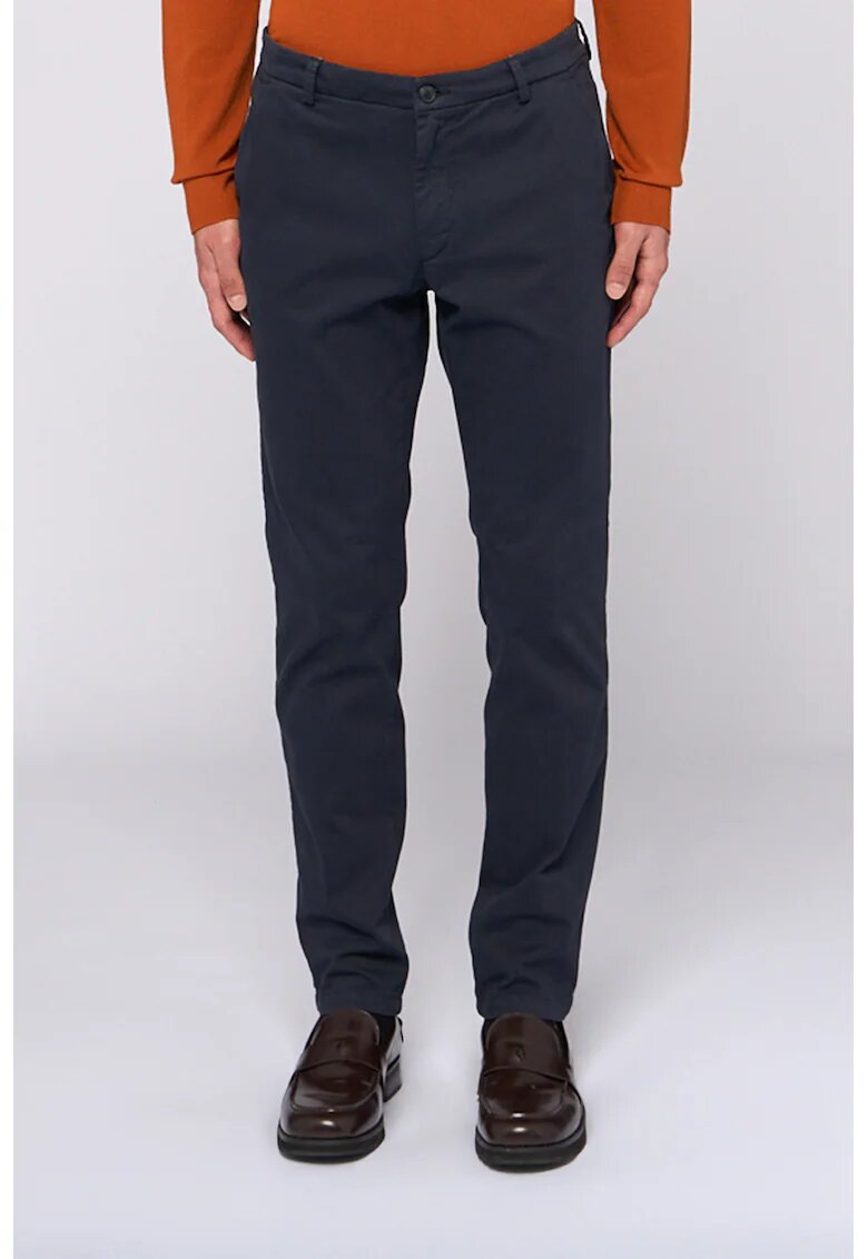Trussardi Pantaloni chino slim fit cu talie medie - Albastru inchis