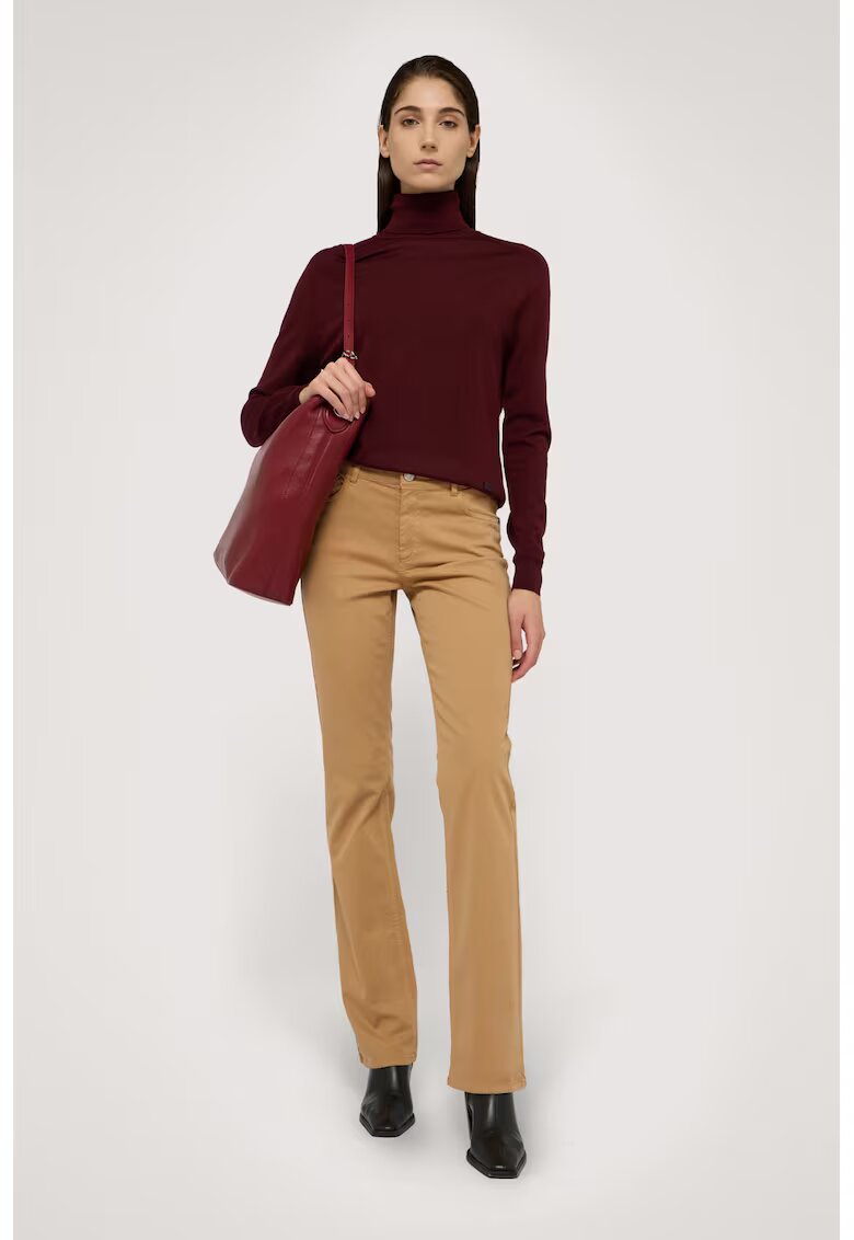 Trussardi Pulover din lana cu guler inalt - Rosu inchis