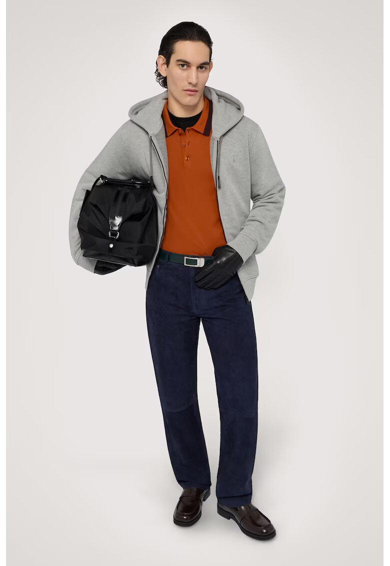 Trussardi Pulover polo cu fenta cu nasturi - Portocaliu mandarina