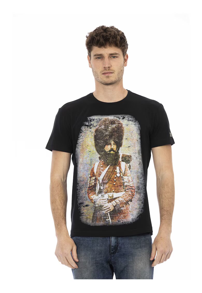 Trussardi Tricou cu decolteu la baza gatului si imprimeu grafic - Negru