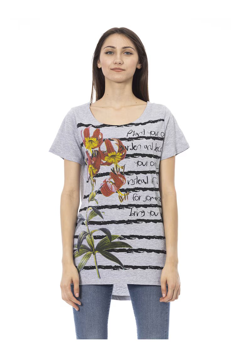 Trussardi Tricou cu terminatie asimetrica - Gri