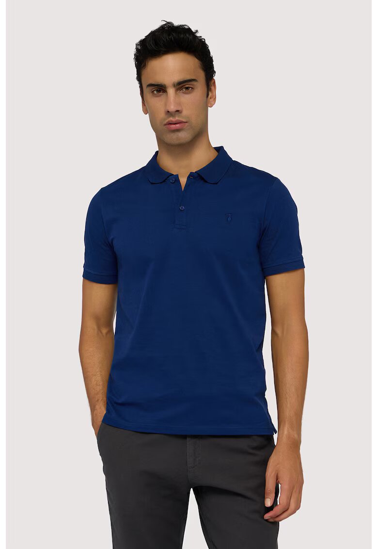 Trussardi Tricou polo din amestec de bumbac - Bleumarin