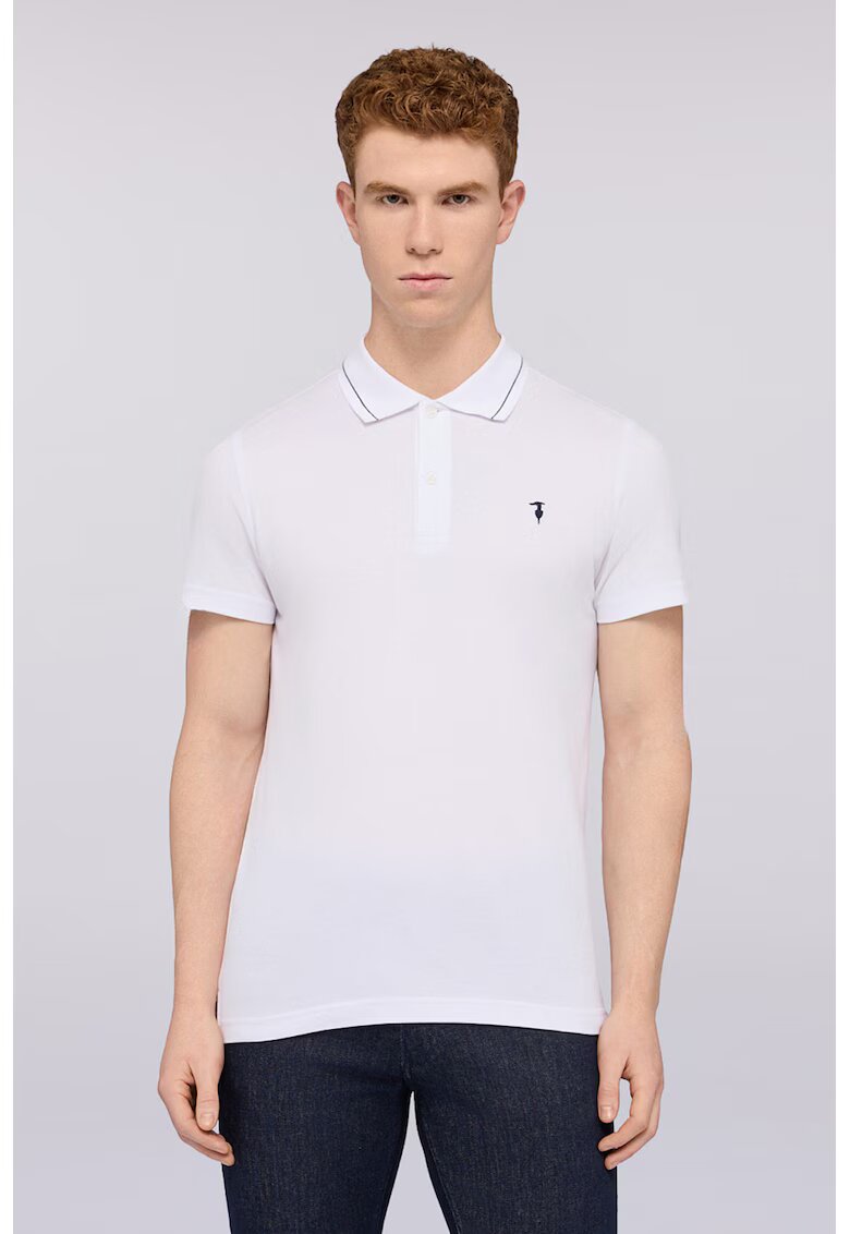 Trussardi Tricou polo din bumbac - Alb optic
