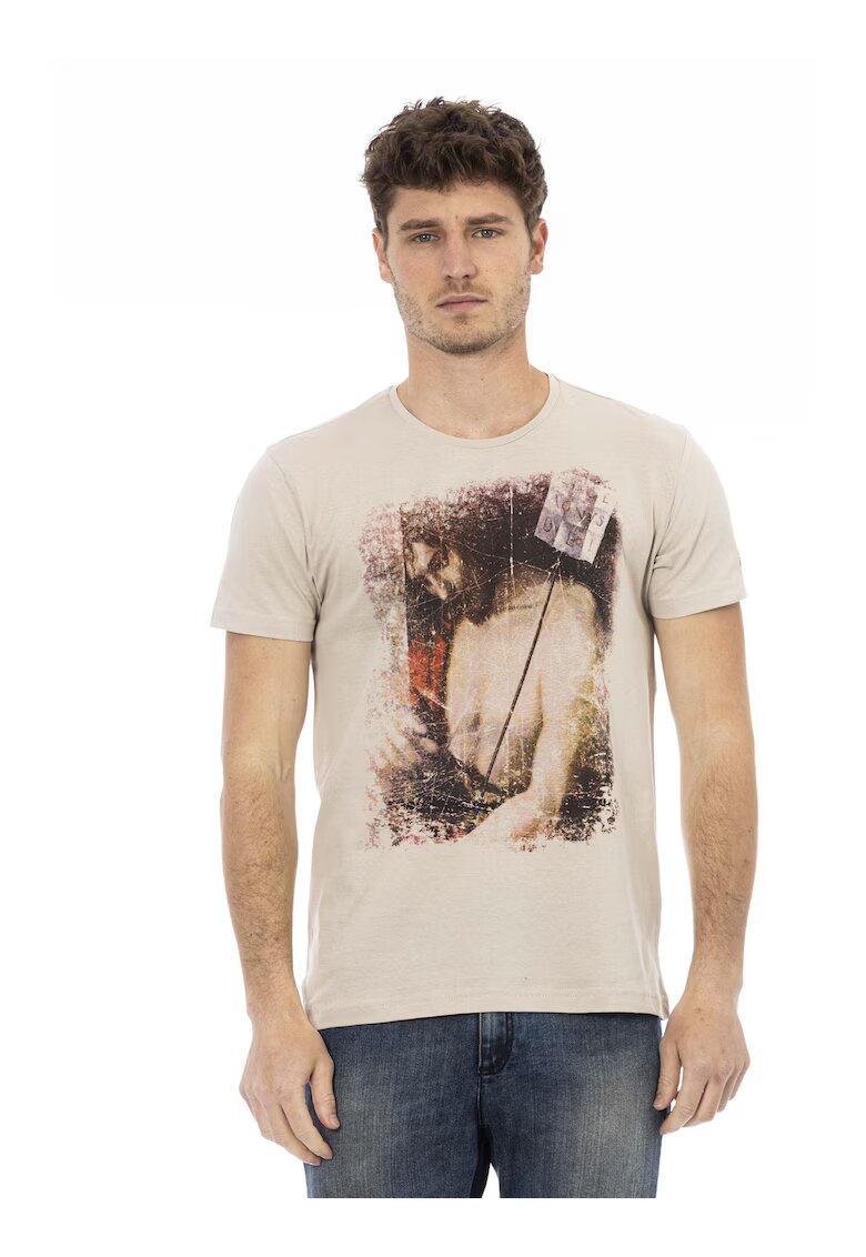 Trussardi Tricou slim-fit cu imprimeu grafic - Bej inchis