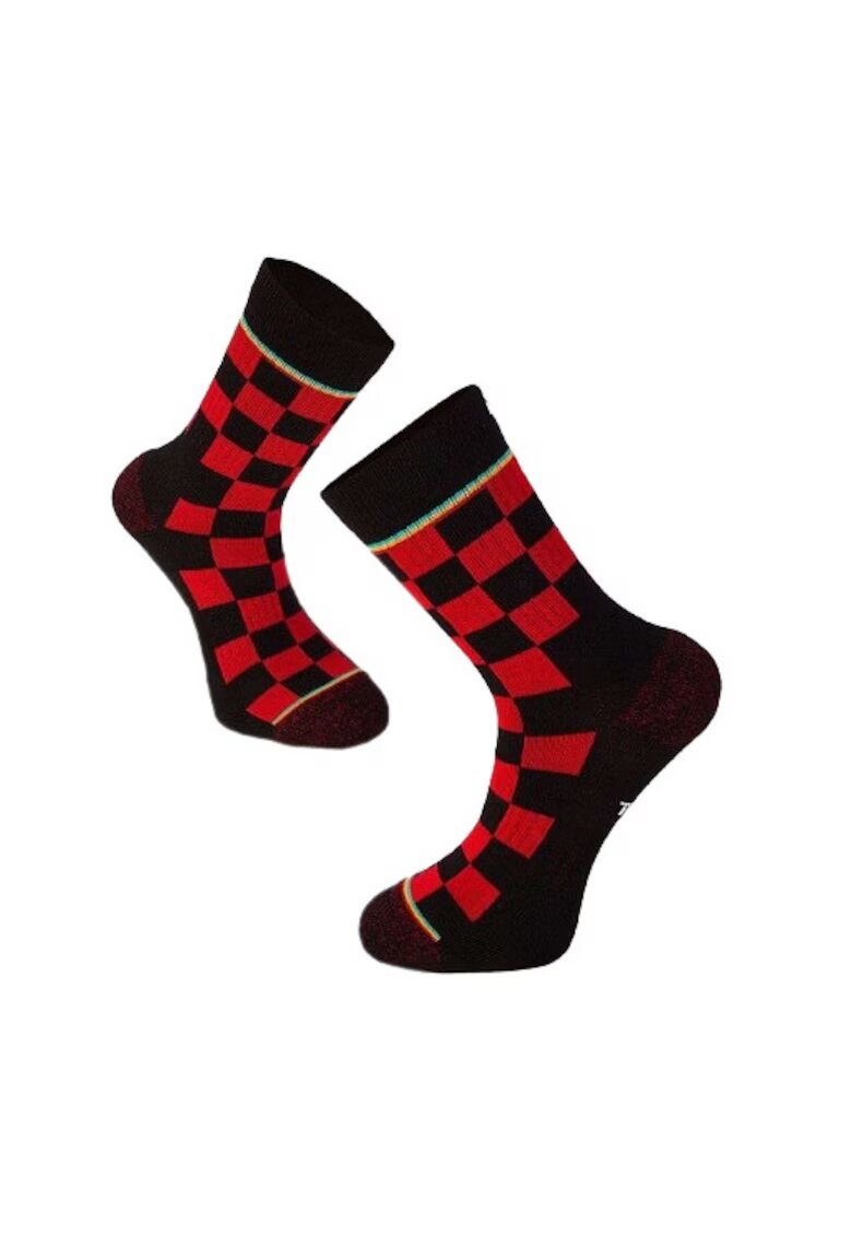 Try To Fly Sosete bumbac Active Lifestyle Socks Squares Rosu Negru