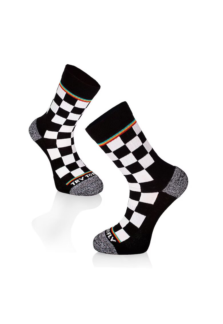 Try To Fly Sosete bumbac Active Lifestyle SQUARES Alb Negru