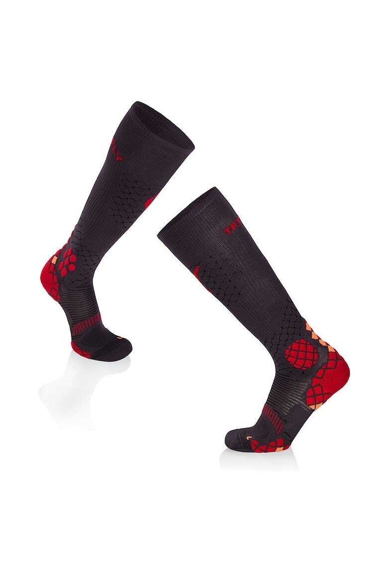 Try To Fly Sosete compresive pentru alergat 3/4 COMPRESSION SOCKS Antracit - Rosu