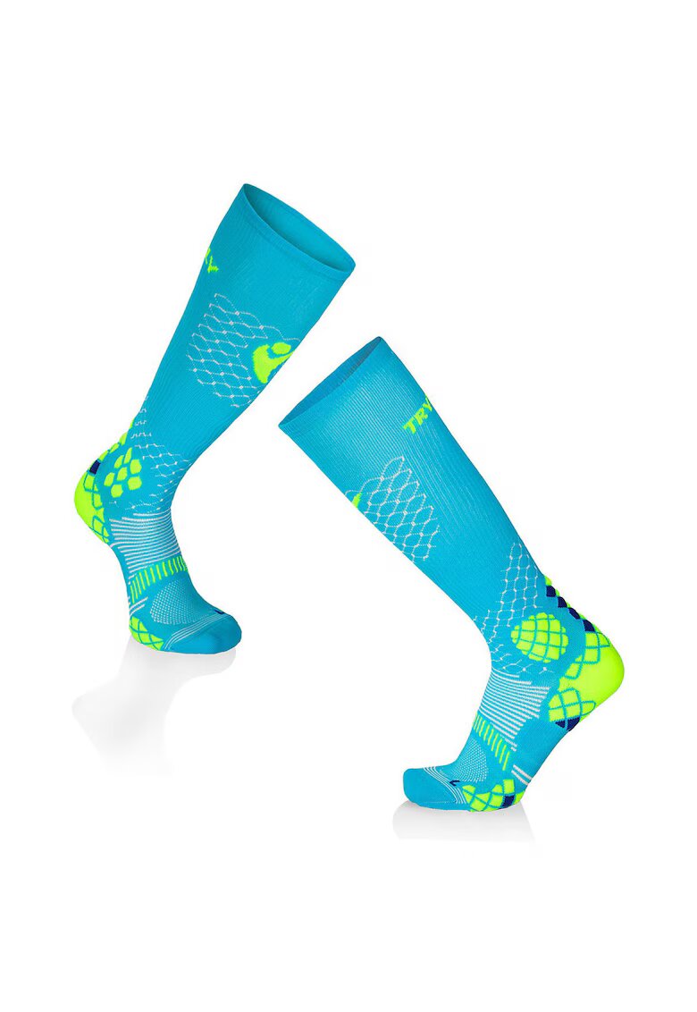 Try To Fly Sosete compresive pentru alergat 3/4 COMPRESSION SOCKS Turcoaz - Galben
