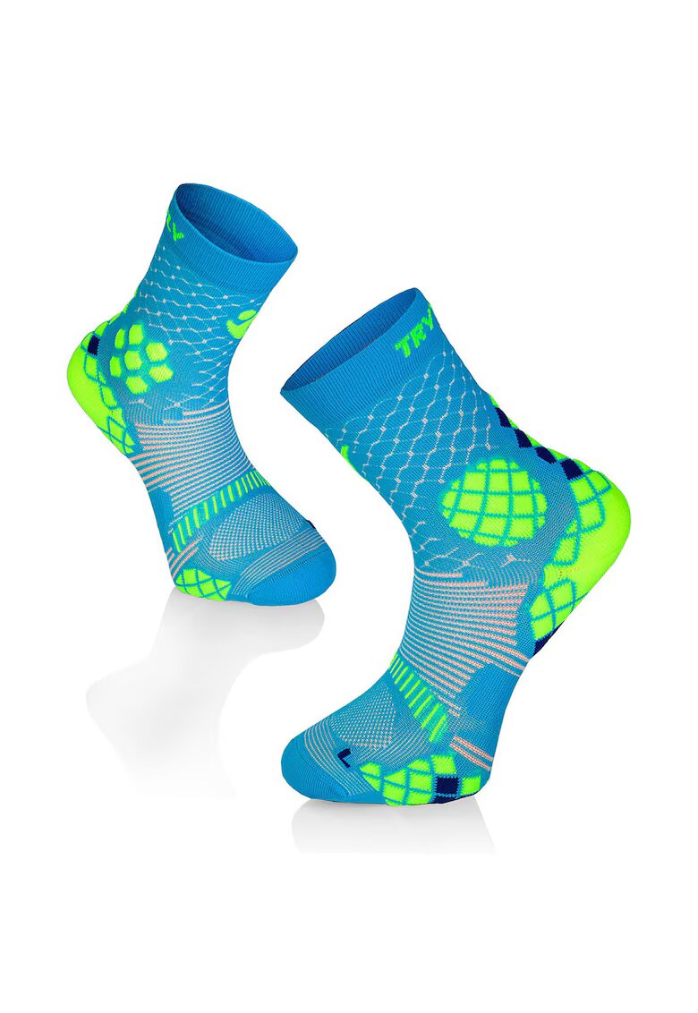 Try To Fly Sosete compresive pentru sport COMPRESSION SOCKS Turquoise Yellow