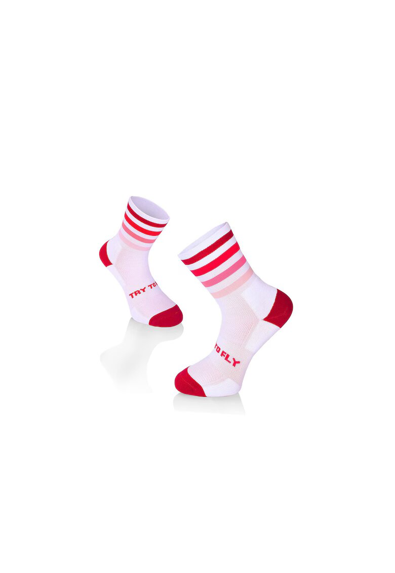 Try To Fly Sosete pentru alergat RUNNING MICROLON SOCKS Alb Roz