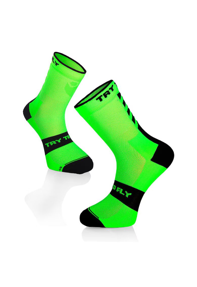 Try To Fly Sosete pentru ciclism CYCLING SOCKS Fluo Green