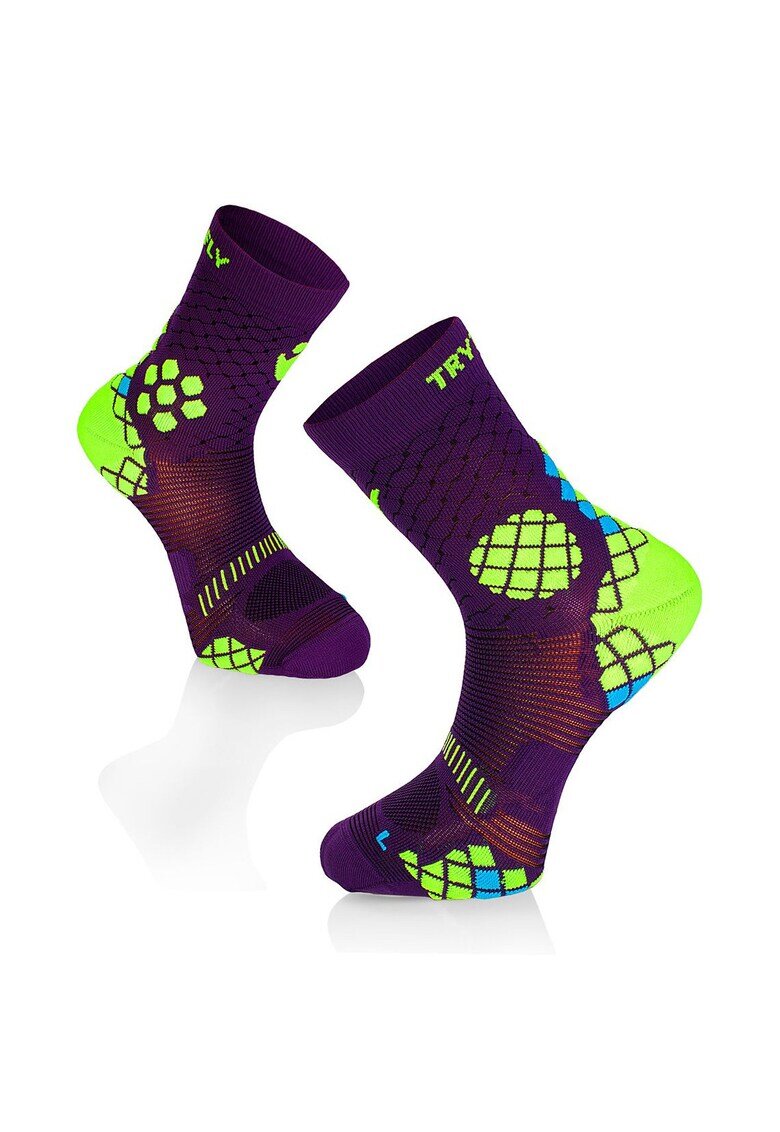Try To Fly Sosete sport de compresie violet-galben