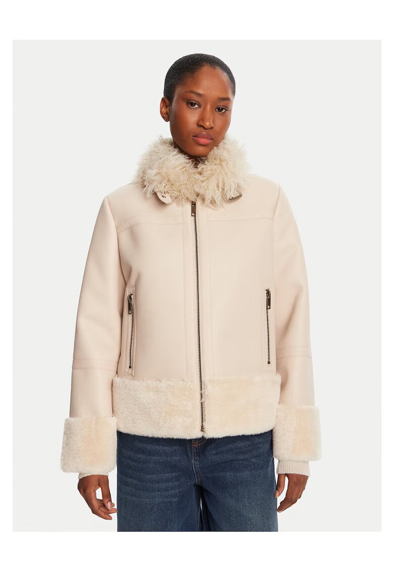 TWINSET Jacheta imitatie piele bej - Bej
