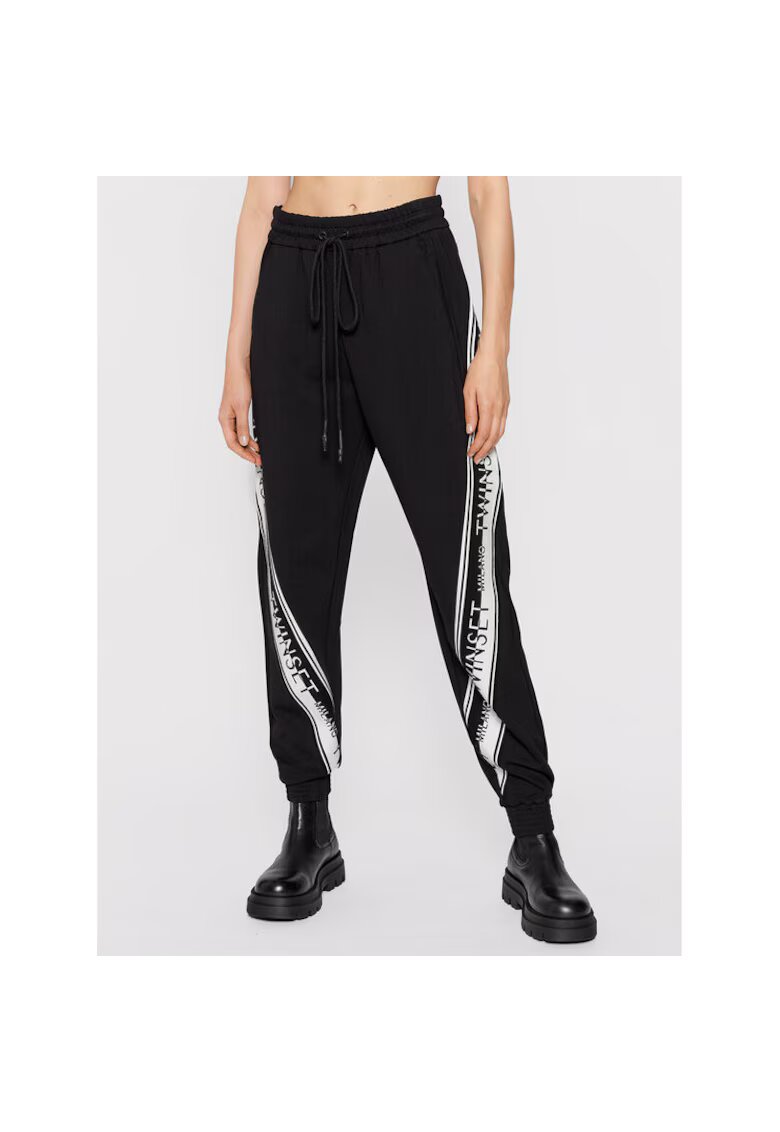 TWINSET Pantaloni de trening dama negru/alb