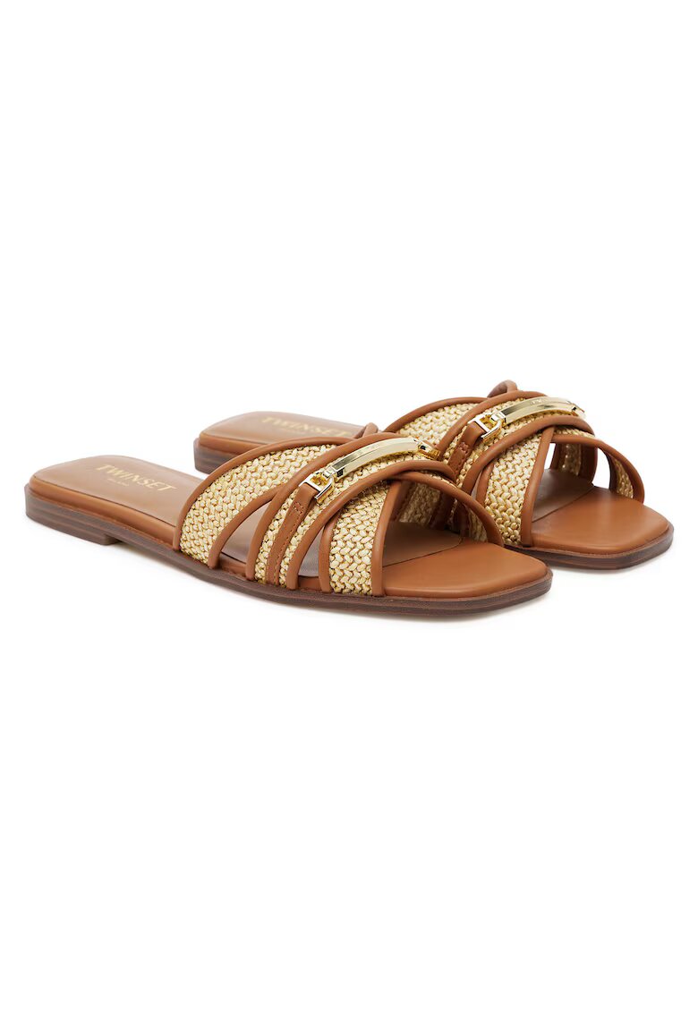 TWINSET Papuci dama - Cuoio 00057 - maro