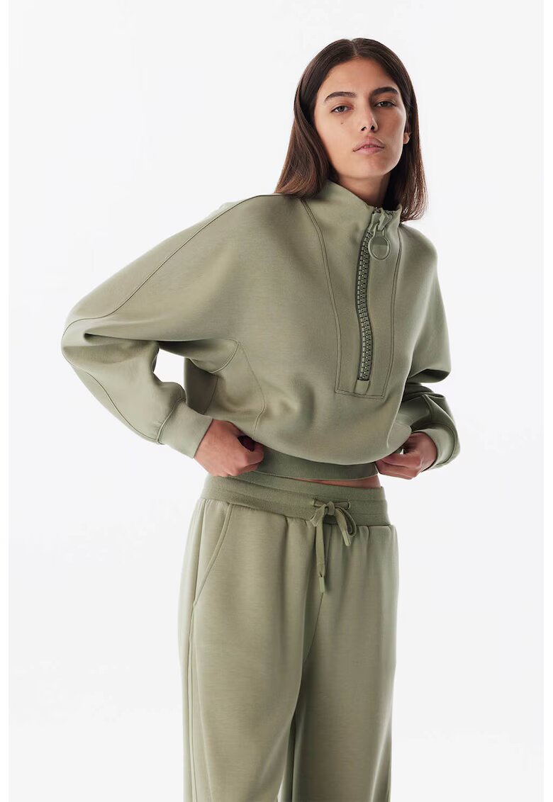 TWIST Bluza de trening cu fermoar scurt - Verde feriga