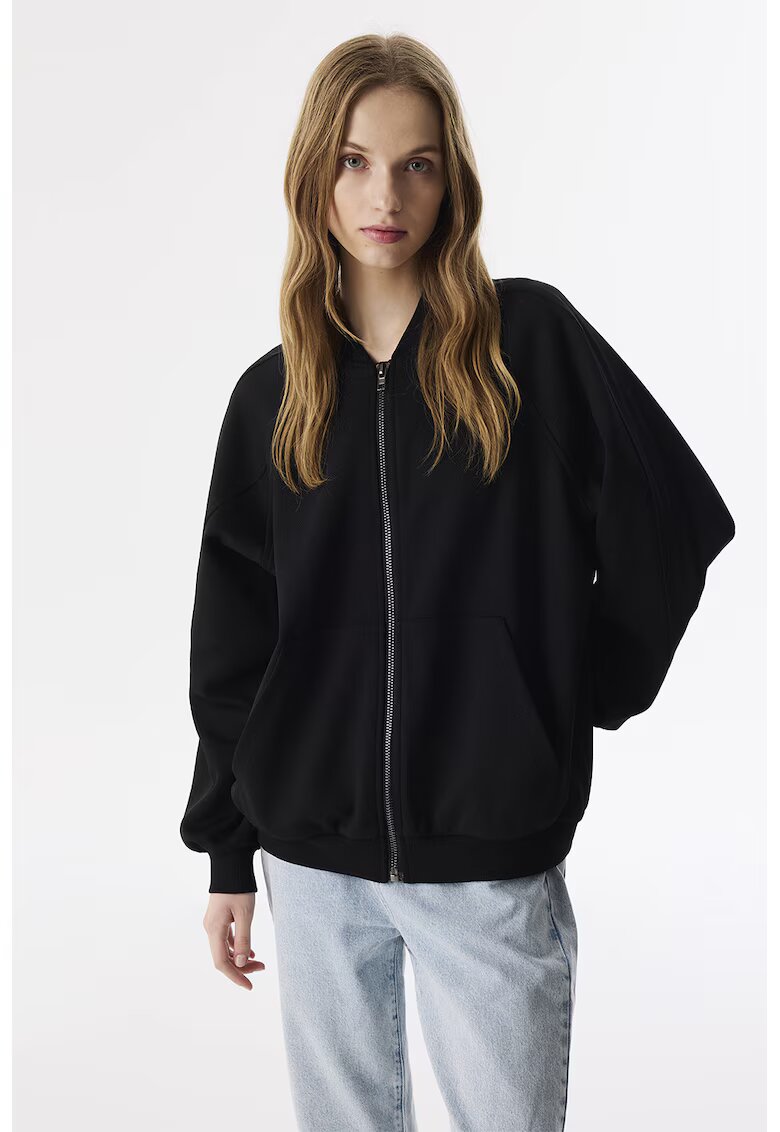 TWIST Bluza de trening cu fermoar si maneci raglan - Negru