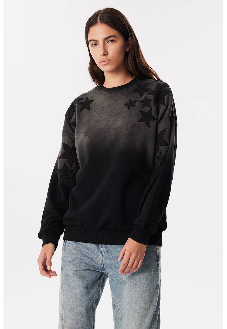 TWIST Bluza de trening cu model cu stele si maneci cazute - Negru/Gri