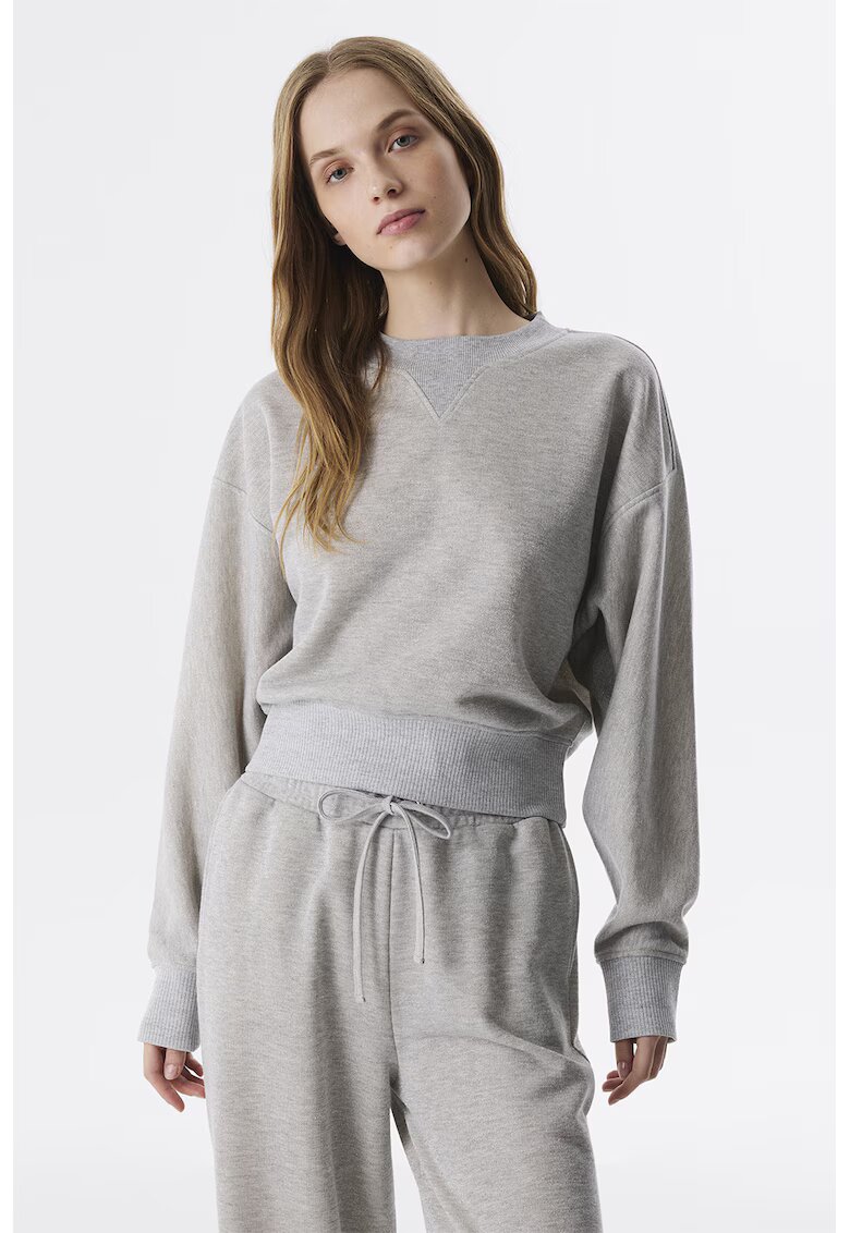 TWIST Bluza de trening din amestec de bumbac cu maneci cazute - Gri