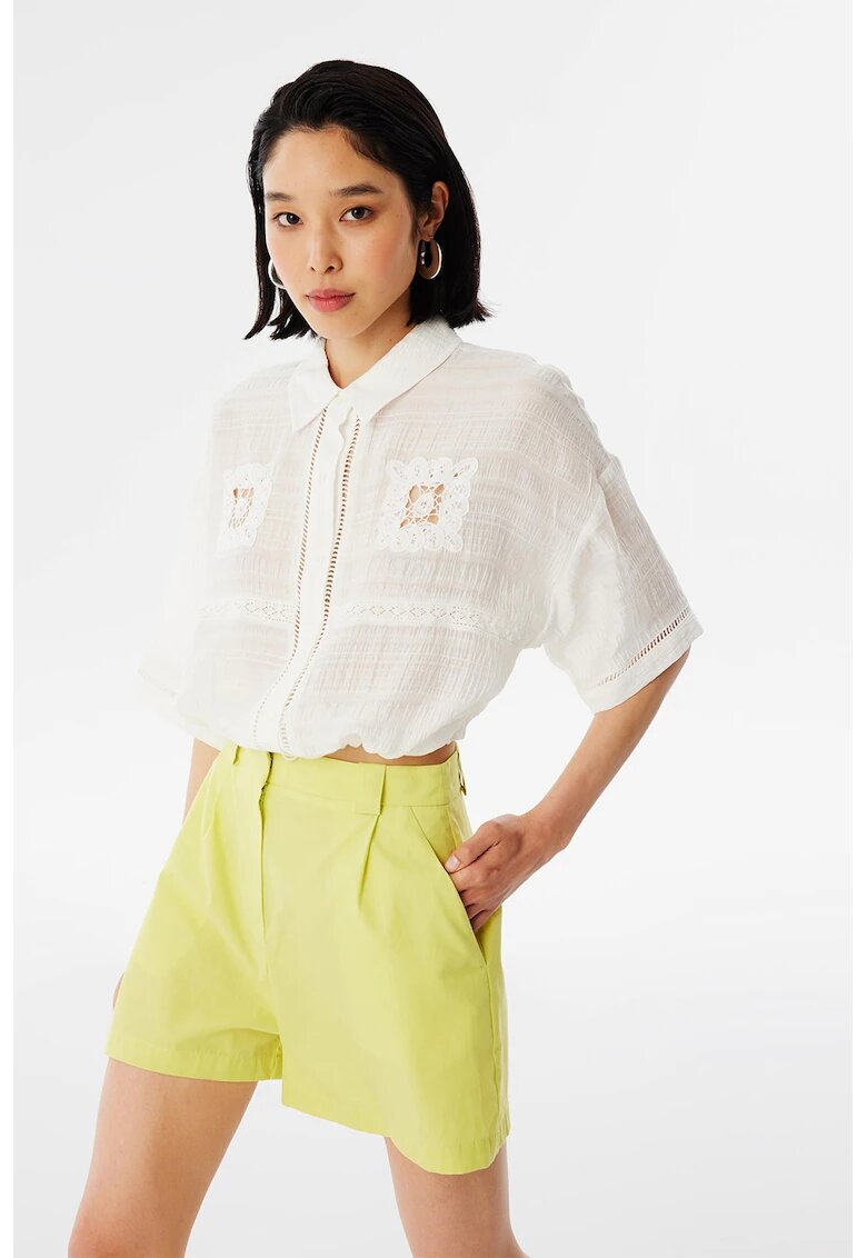 TWIST Camasa crop din amestec de lyocell si modal - Alb murdar
