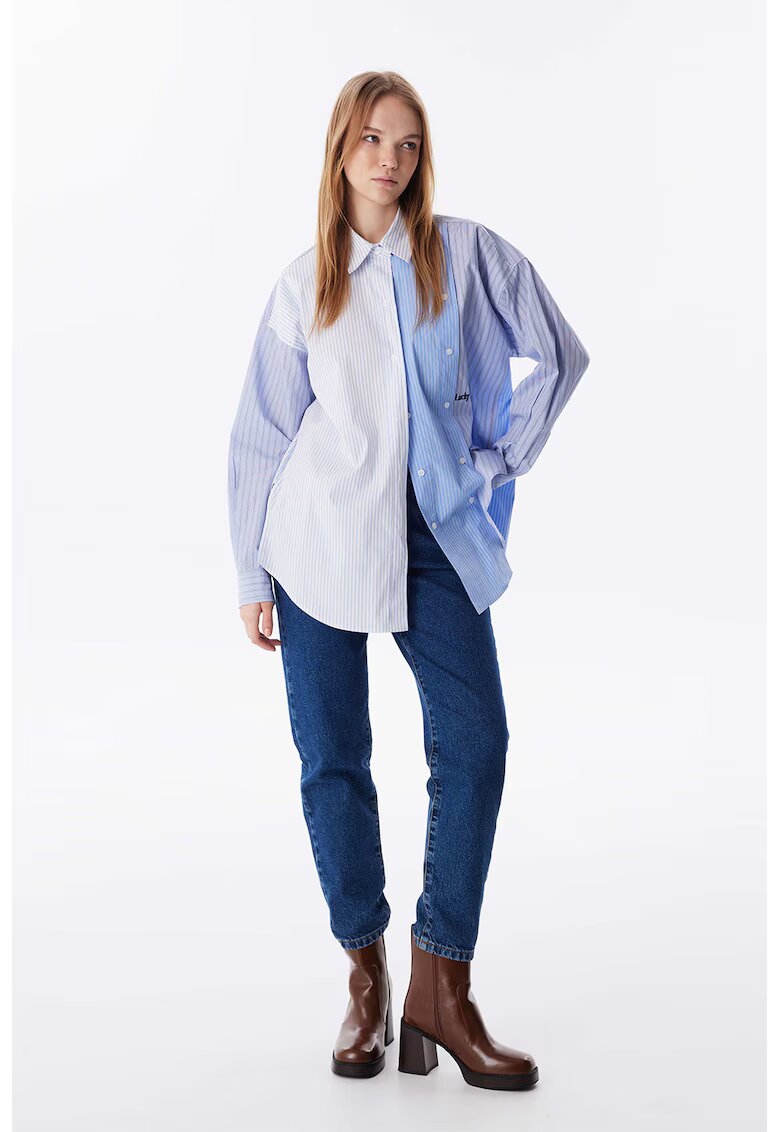 TWIST Camasa lejer cu model colorblock - Alb/Albastru