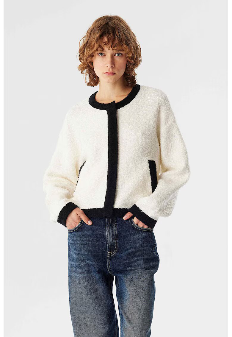 TWIST Cardigan cu detalii contrastante - Alb/Negru