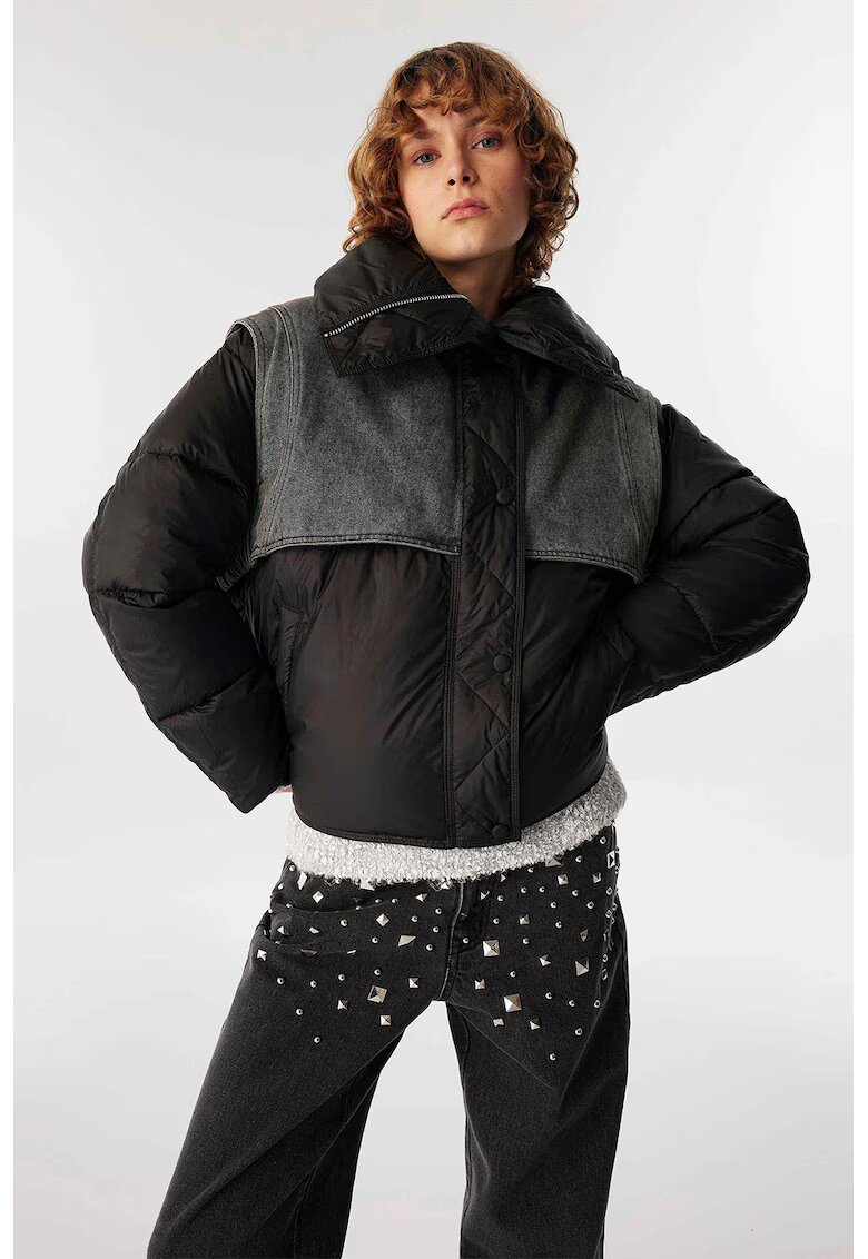 TWIST Geaca cu segment din denim - Negru