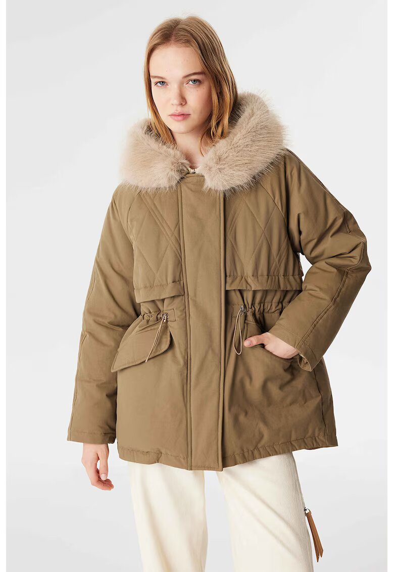 TWIST Geaca parka cu garnitura de blana sintetica - Kaki