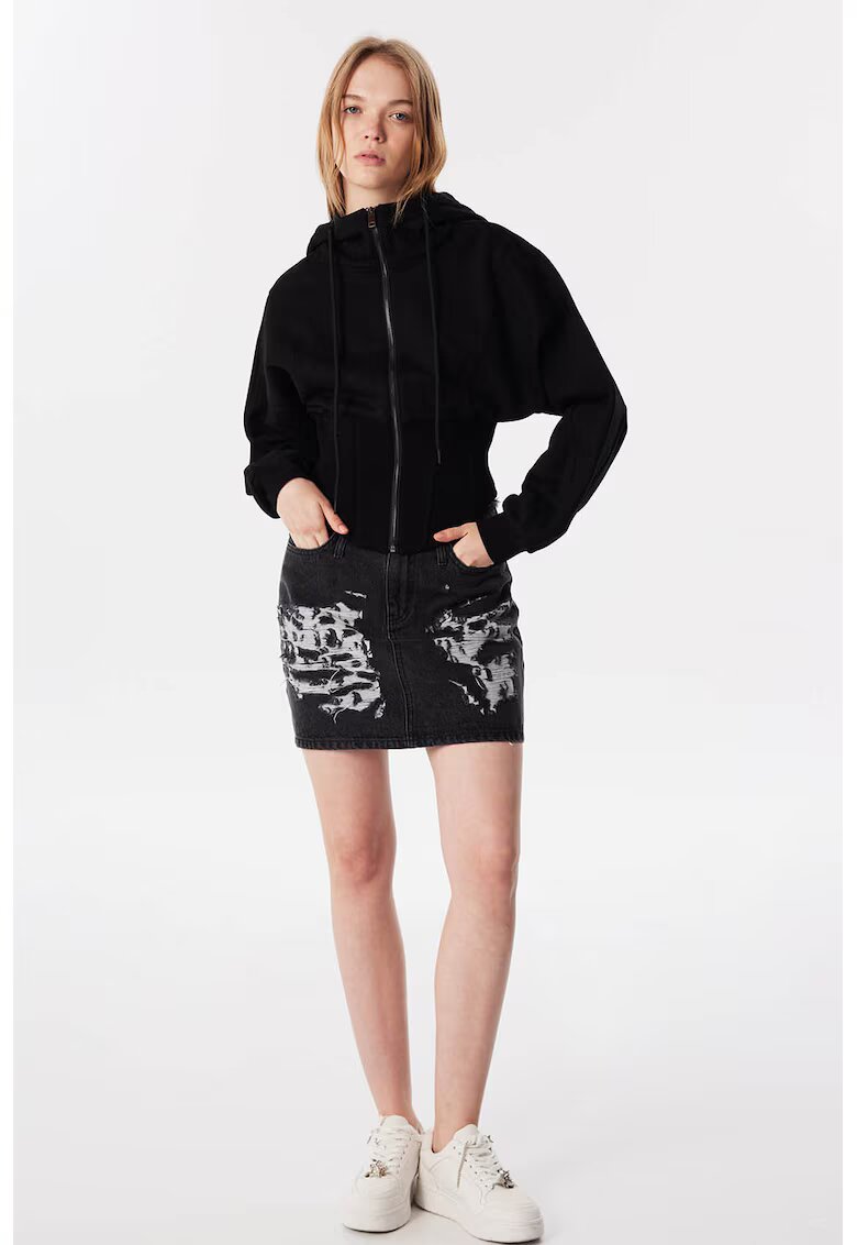 TWIST Hanorac de bumbac cu fermoar - Negru