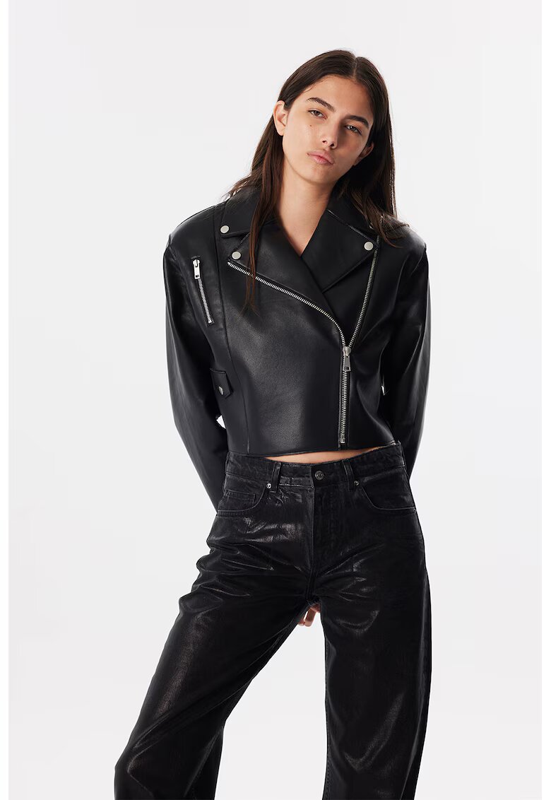TWIST Jacheta biker de piele ecologica - Negru