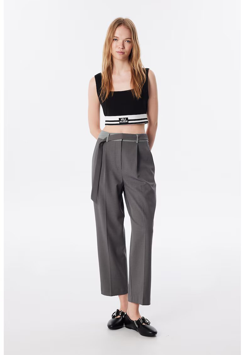 TWIST Pantaloni crop cu croiala dreapta - Gri deschis