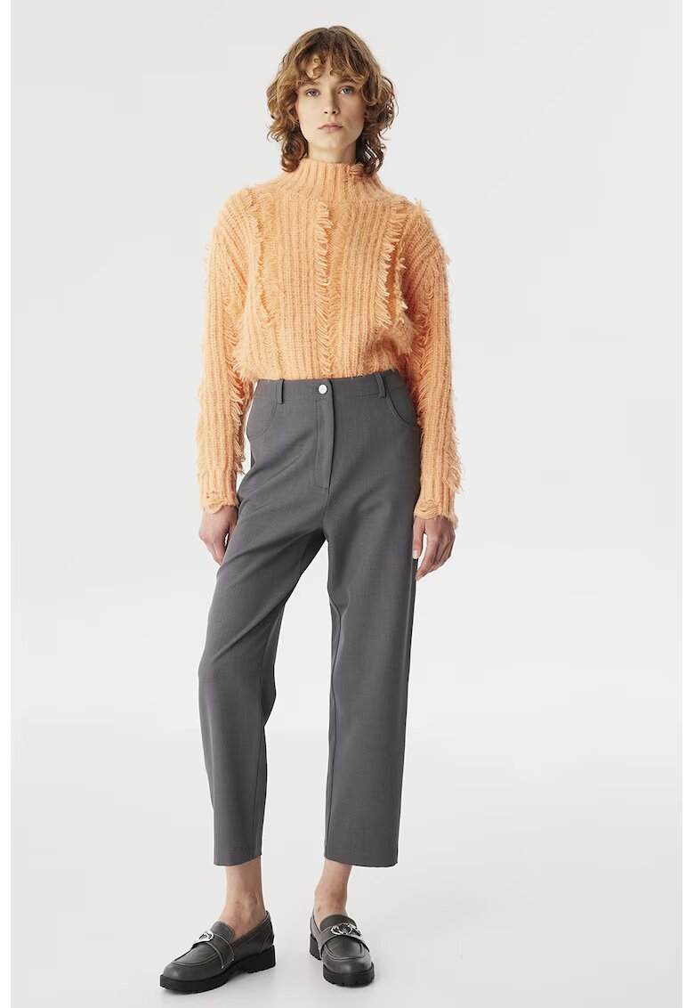 TWIST Pantaloni crop cu croiala dreapta - Gri deschis