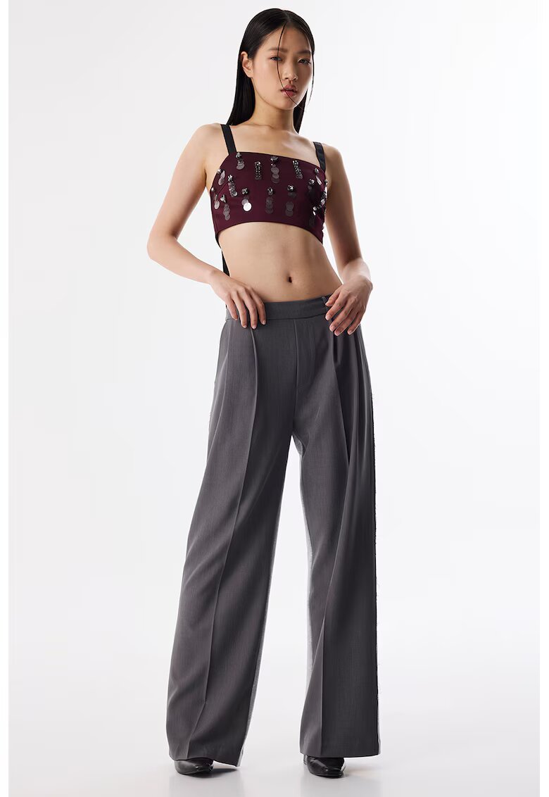 TWIST Pantaloni cu croiala ampla - Gri cenusiu/Gri antracit