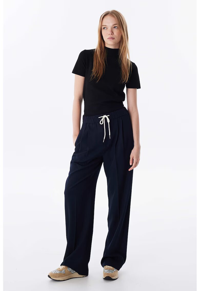 TWIST Pantaloni cu croiala ampla si talie ajustabila - Negru