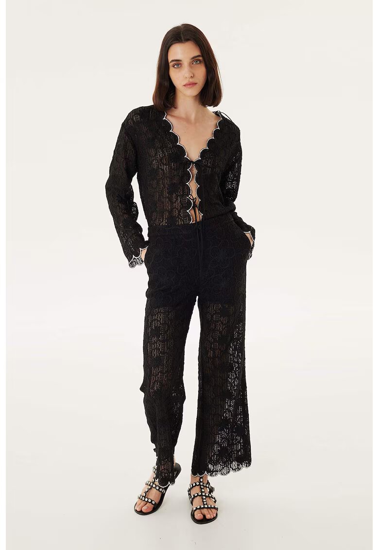 TWIST Pantaloni de dantela cu croiala ampla - Negru