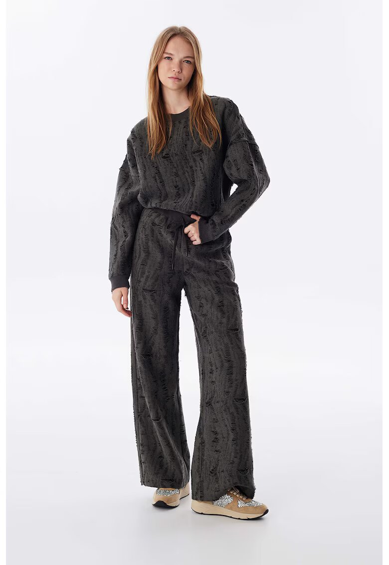 TWIST Pantaloni drepti cu talie inalta - Gri inchis