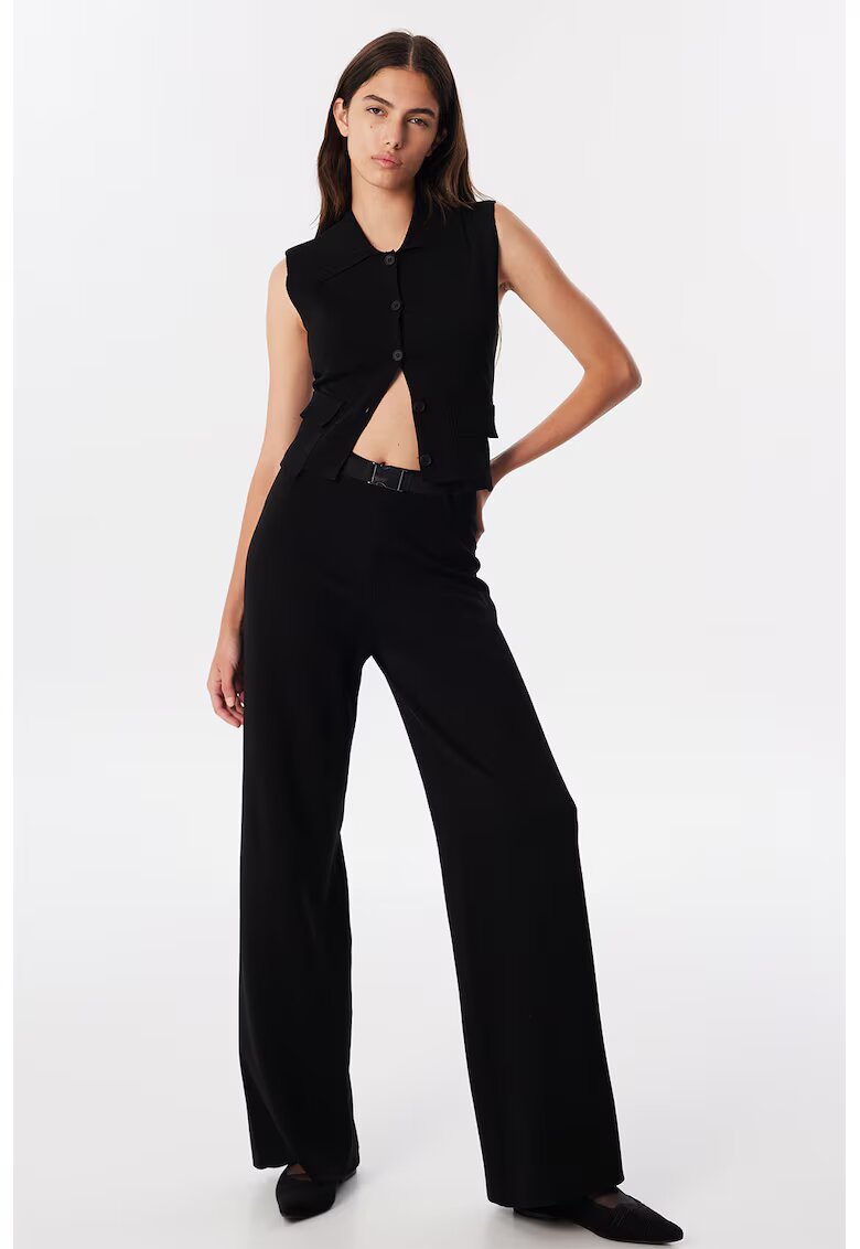 TWIST Pantaloni drepti cu talie medie - Negru