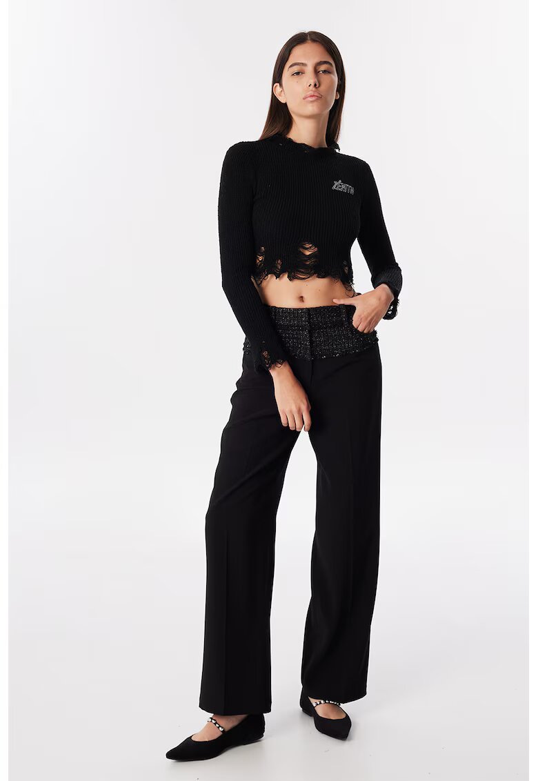 TWIST Pantaloni drepti cu talie medie - Negru