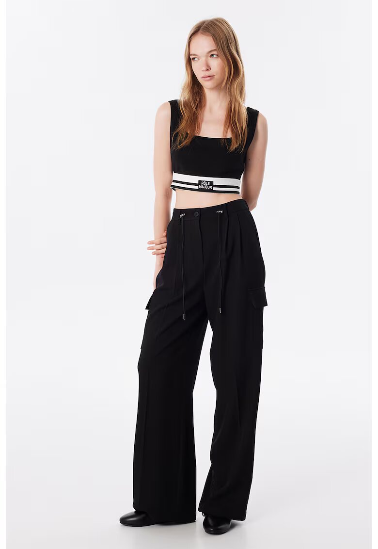 TWIST Pantaloni drepti cu talie medie - Negru