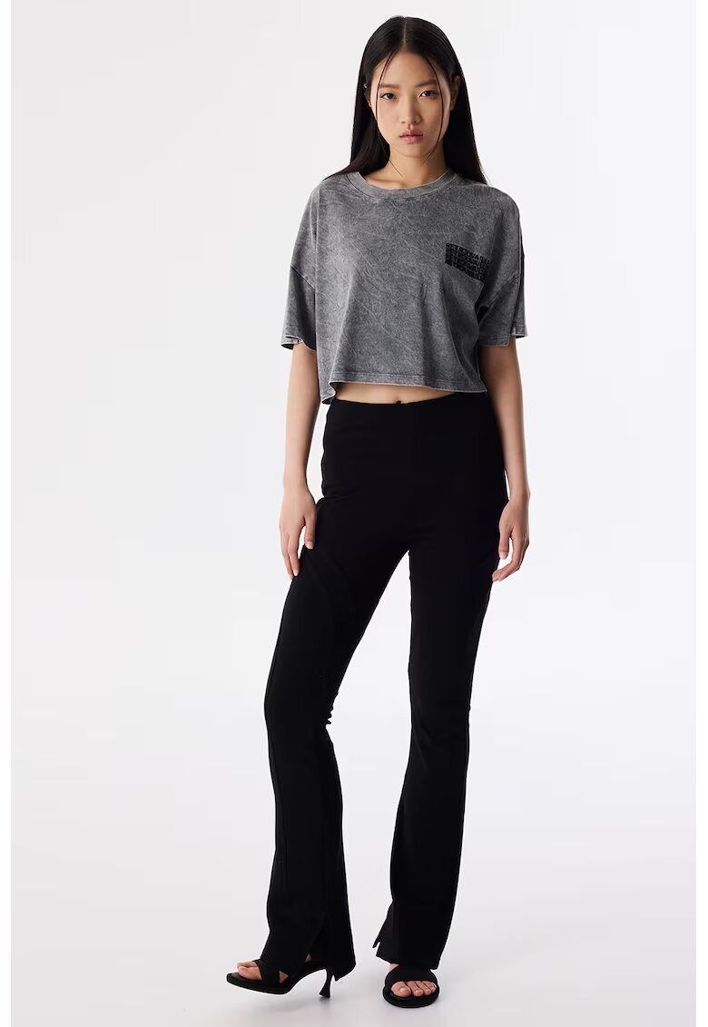 TWIST Pantaloni evazati din amestec de bumbac - Negru