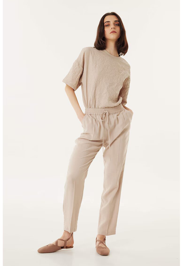 TWIST Pantaloni jogger cu snur - Maro deschis