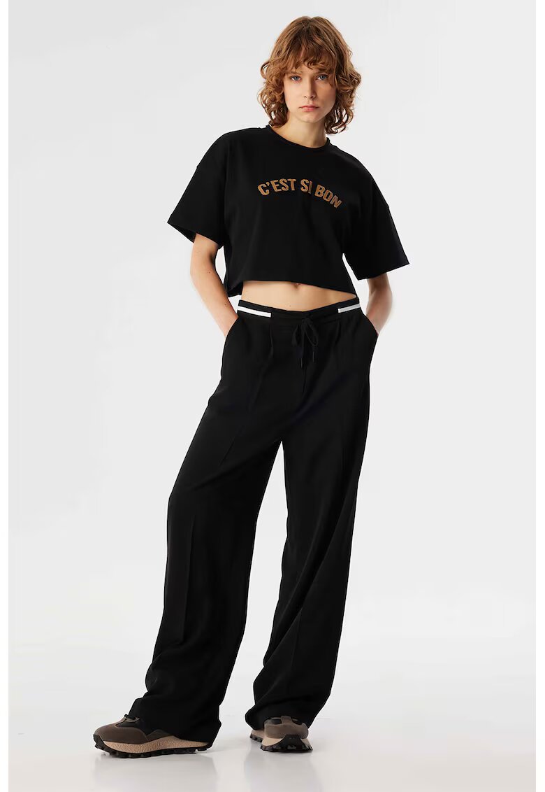 TWIST Pantaloni lejer cu snur - Negru