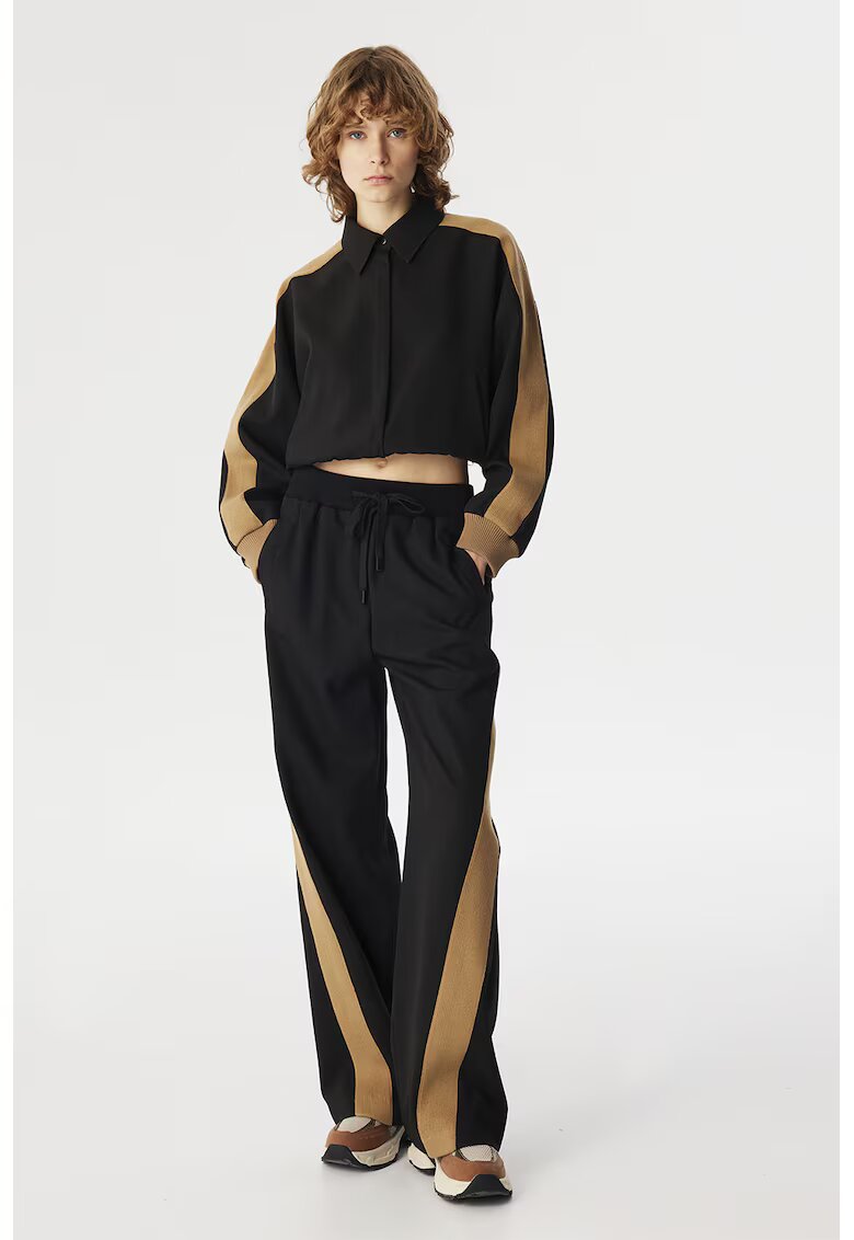 TWIST Pantaloni relaxed fit cu snur in talie - Negru/Bej