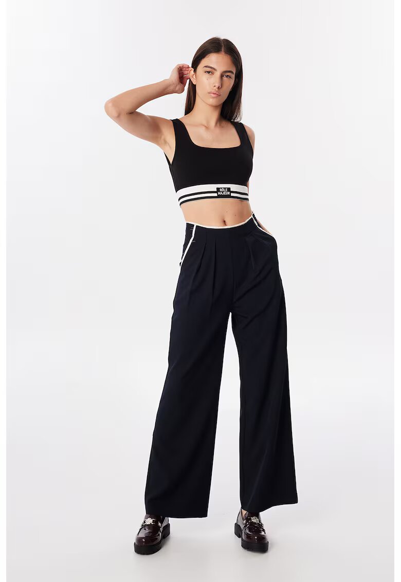 TWIST Pantaloni relaxed fit cu talie medie - Alb optic/Bleumarin