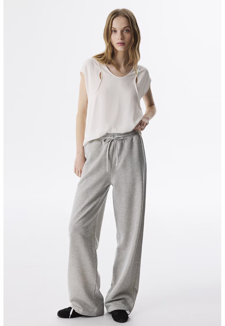 TWIST Pantaloni relaxed fit de trening cu snur - Gri deschis