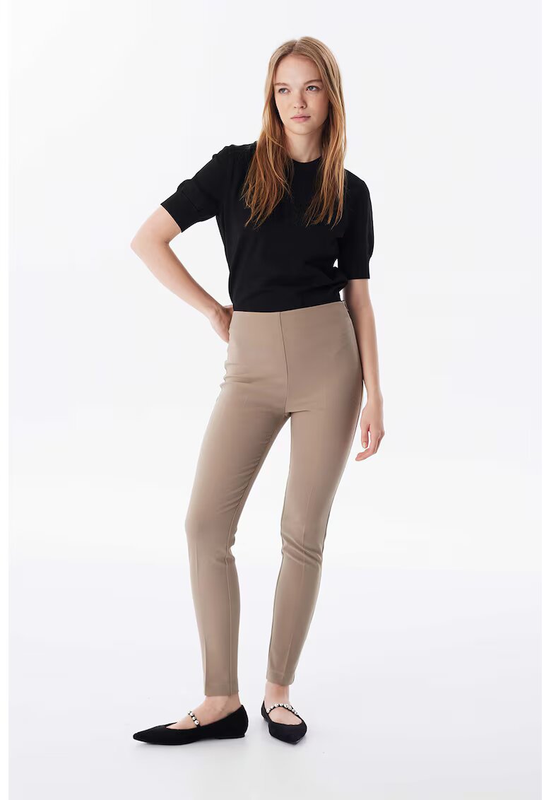 TWIST Pantaloni skinny cu talie inalta - Maro nisip
