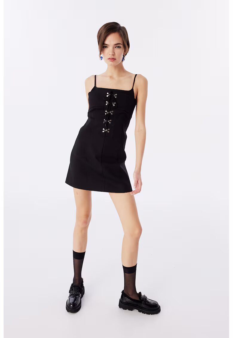 TWIST Rochie cambrata cu decolteu patrat - Negru